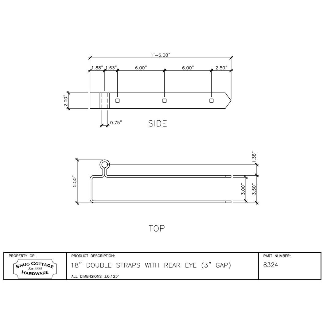 Snug Cottage [8324-18] Gate Strap Hinge