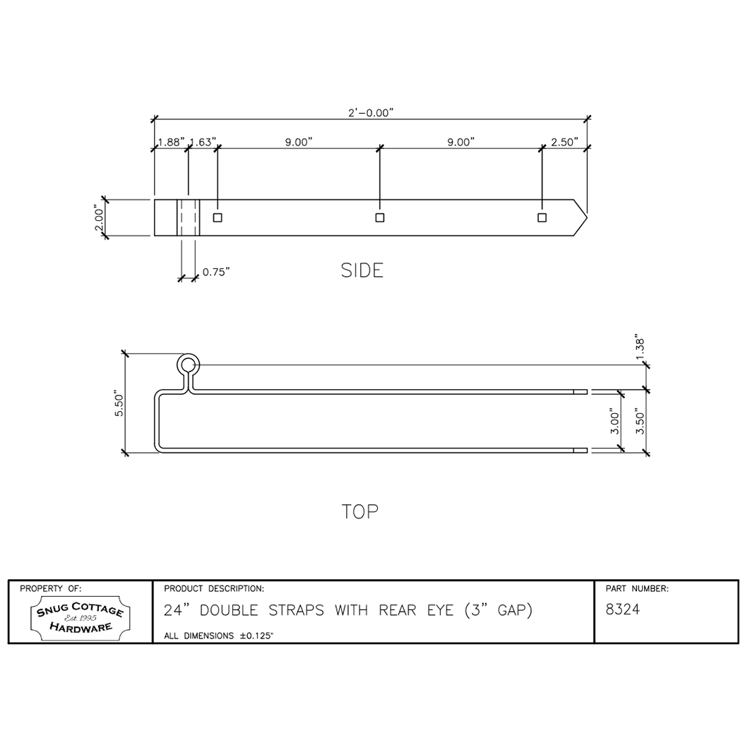 Snug Cottage [8324-24] Gate Strap Hinge