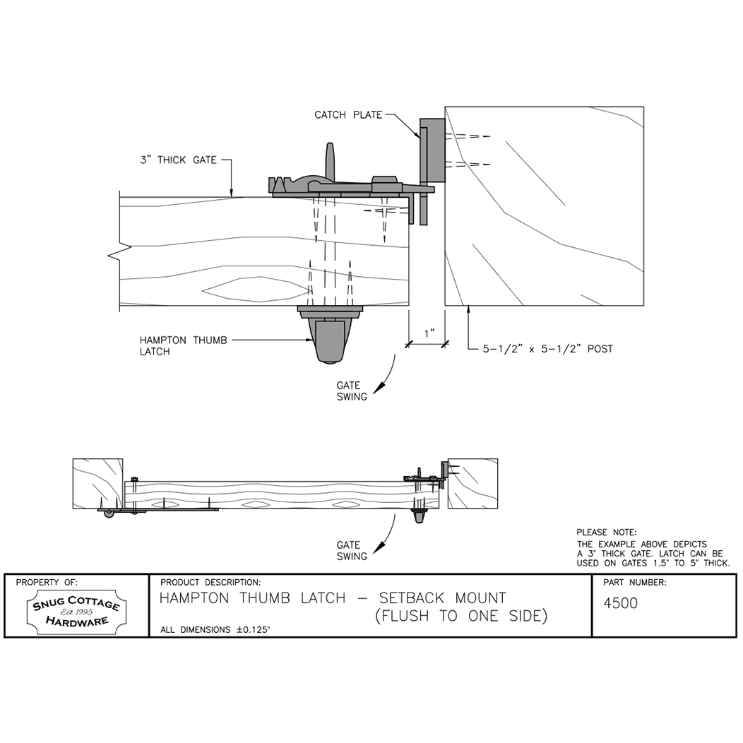 Snug Cottage 4500 Gate Thumb Latch