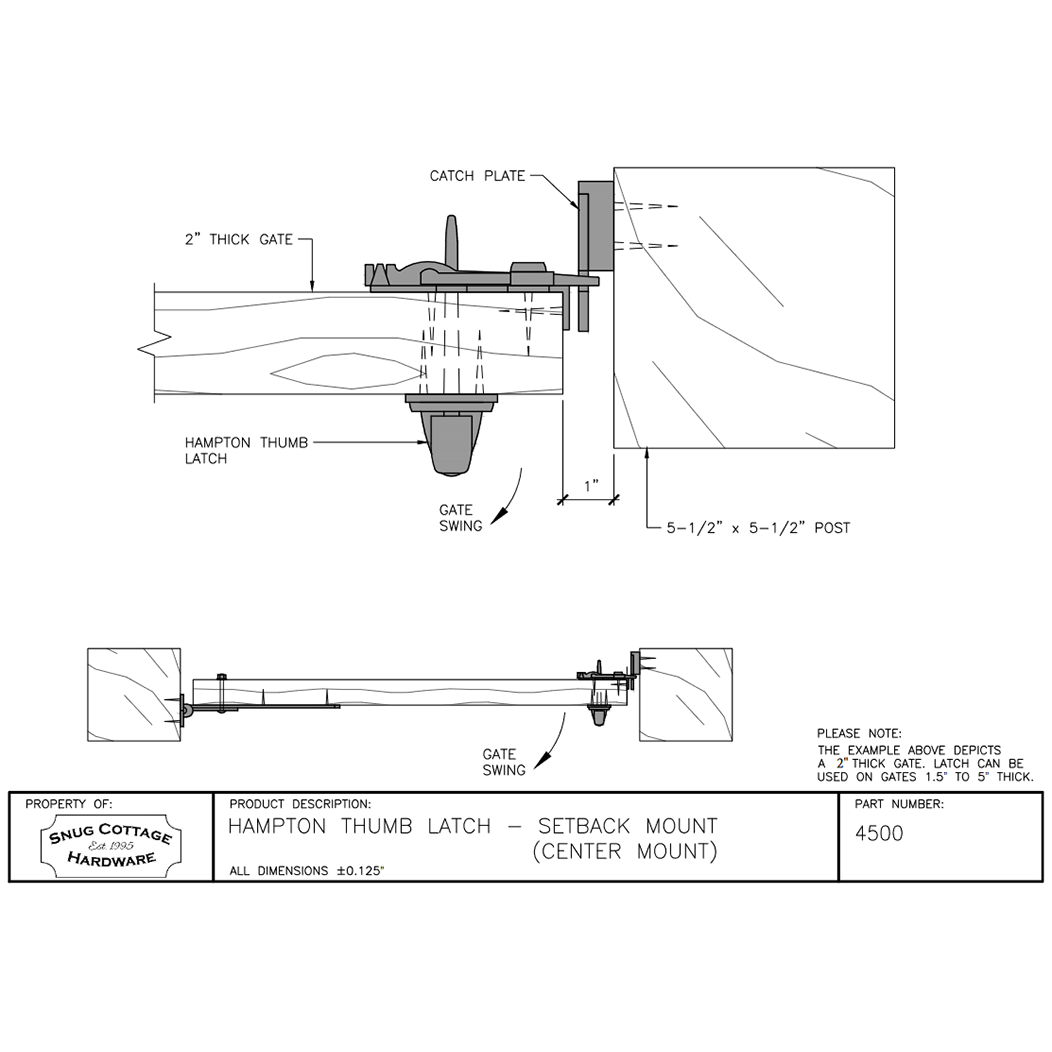 Snug Cottage [4500WSP] Exterior Gate Thumb Latch Set Hampton Style