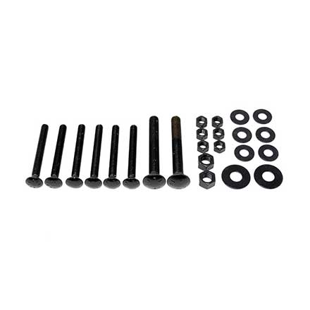 Snug Cottage [FP8305-25B] Steel Carriage Bolt, Nut &amp; Washer Pack - 8305/8307 Straps - Black Finish - For Gates 2 1/2" TH 