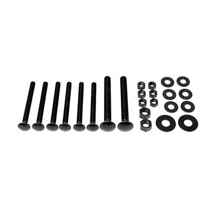 Snug Cottage [FP8305-30B] Steel Carriage Bolt, Nut &amp; Washer Pack - 8305/8307 Straps - Black Finish - For Gates 3" TH
