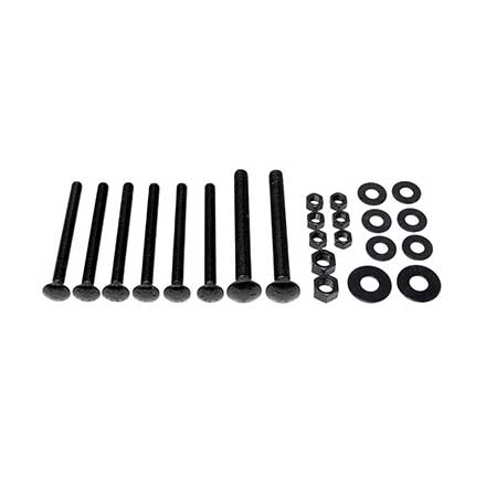 Snug Cottage [FP8305-35B] Steel Carriage Bolt, Nut &amp; Washer Pack - 8305/8307 Straps - Black Finish - For Gates 3 1/2" TH