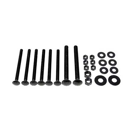 Snug Cottage [FP8305-40B] Steel Carriage Bolt, Nut &amp; Washer Pack - 8305/8307 Straps - Black Finish - For Gates 4" TH