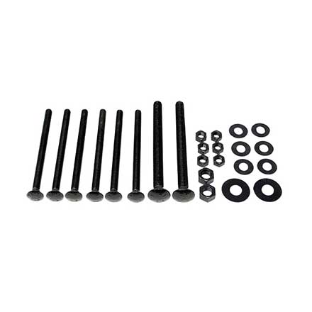 Snug Cottage [FP8305-45B] Steel Carriage Bolt, Nut &amp; Washer Pack - 8305/8307 Straps - Black Finish - For Gates 4 1/2" TH