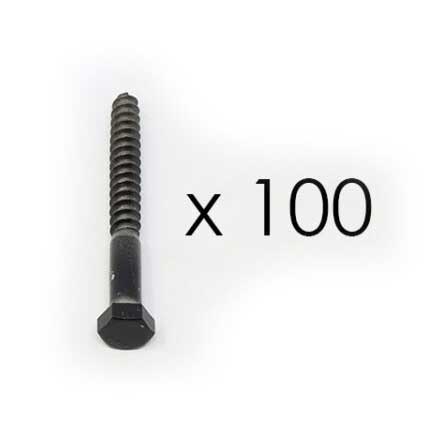 Snug Cottage [FP-LSB-3/8-3.5C] Stainless Steel Lag Screw - Black Finish - 3/8" x 3 1/2" L - 100 Pack