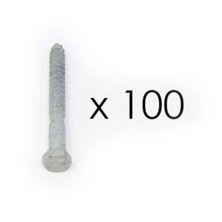 Snug Cottage [FP-LSG-3/8-3.5C] Steel Lag Screw - Hot Dipped Galvanized Finish - 3/8" x 3 1/2" L - 100 Pack