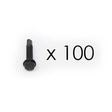 Snug Cottage [FP-TSB-12-1.25HexC] Stainless Steel TEK Screw - Self-Tapping - Hex Head - Black Finish - #12 x 1 1/4" L - 100 Pack