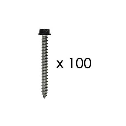 Snug Cottage [FP-BSSHex-12-2C] Stainless Steel Wood Screw - Hex Drive - Black Finish - #12 x 2" L - 100 Pack