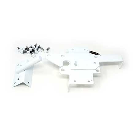 Snug Cottage [8200-WPSS-C] Stainless Steel Exterior PVC/Vinyl Gate Hatchet Latch - Auto-Closing - Standard - White Finish - 9" L - 20 Per Case