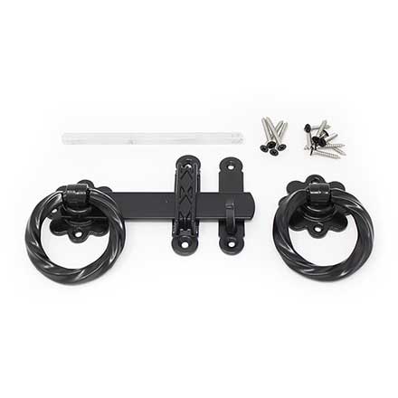 Snug Cottage [4149-L6SP] Exterior Gate Ring Turn Latch - Twisted Ring - Black Finish - 6&quot; L