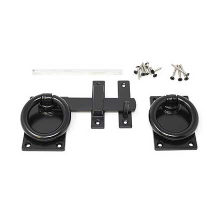 Snug Cottage [6149-L6SP] Exterior Gate Ring Turn Latch - Contemporary Smooth Ring - Flush Mount - Black Finish - 6&quot; L