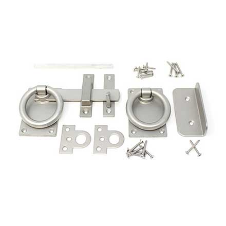 Snug Cottage [6149-LD316] Stainless Steel Exterior Gate Ring Turn Latch - Deluxe Kit - Contemporary Smooth Ring - Flush Mount - Natural Satin Finish - 6&quot; L