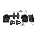 Snug Cottage [6149-LDSP] Exterior Gate Ring Turn Latch - Deluxe Kit - Contemporary Smooth Ring - Flush Mount - Black Finish - 6" L