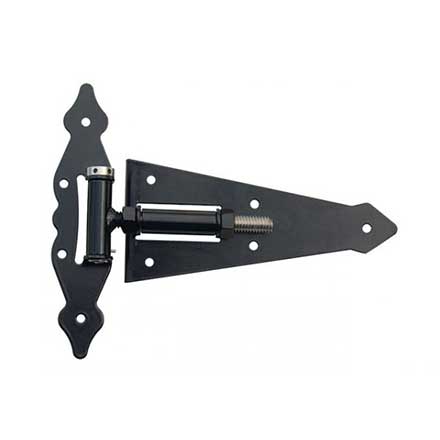 Snug Cottage [7100-BPSS-C] Stainless Steel Exterior Wood Gate Self Closing T Hinge - Adjustable - Wrap Around Edge - Black Finish - 7 1/2" H x 10" W - 12 Per Case