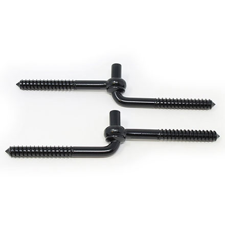 Snug Cottage [8310-4BSS] Stainless Steel Exterior Gate Threaded Hooks &amp; Eyes - Lag Mount - Black Finish - 1/2" Dia. - 4" L - Pair