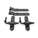 Snug Cottage [8305-S12P] Steel Heavy Duty Exterior Gate Strap Hinge Set - Cranked - Black Finish - 12" L