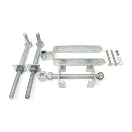 Snug Cottage [8312-E122] Steel Heavy Duty Exterior Gate Strap Hinge Set - Double w/ Central Eye - Behind Posts - Hot Dipped Galvanized Finish - 12&quot; L