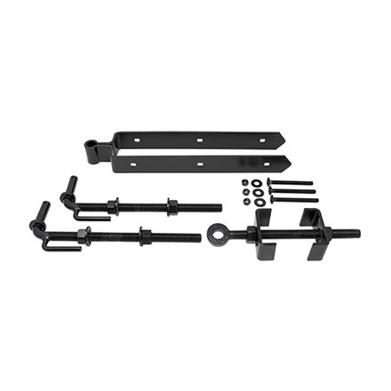 Snug Cottage [8312-S18P] Steel Heavy Duty Exterior Gate Strap Hinge Set - Double w/ Central Eye - Between Posts - Black Finish - 18" L