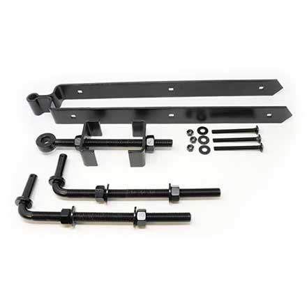 Snug Cottage [8312-S24P] Steel Heavy Duty Exterior Gate Strap Hinge Set - Double w/ Central Eye - Between Posts - Black Finish - 24&quot; L