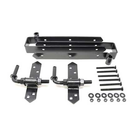 Snug Cottage [8324-S18P] Steel Heavy Duty Exterior Gate Strap Hinge Set - Double w/ Rear Eye - 3&quot; Gap - Black Finish - 18&quot; L