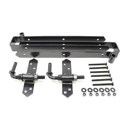 Snug Cottage [8324-S24P] Steel Heavy Duty Exterior Gate Strap Hinge Set - Double w/ Rear Eye - 3" Gap - Black Finish - 24" L
