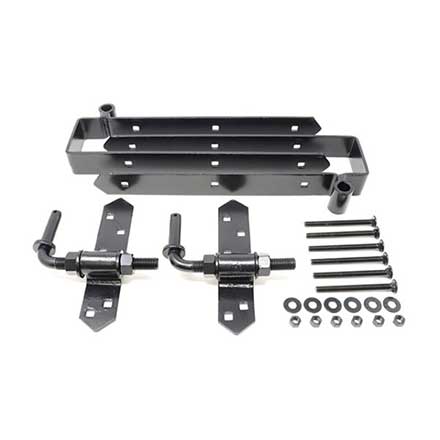 Snug Cottage [8325-S18P] Steel Heavy Duty Exterior Gate Strap Hinge Set - Double w/ Rear Eye - 3 1/2" Gap - Black Finish - 18" L