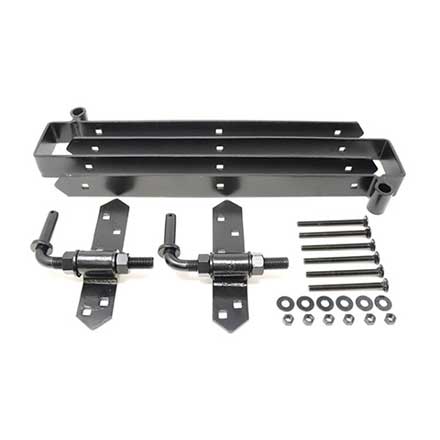 Snug Cottage [8325-S24P] Steel Heavy Duty Exterior Gate Strap Hinge Set - Double w/ Rear Eye - 3 1/2" Gap - Black Finish - 24" L