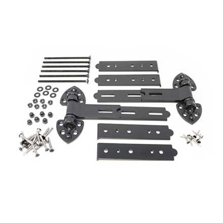 Snug Cottage [8292-09PSS] Stainless Steel PVC/Vinyl Gate Strap Hinge Set - Old Fashioned - Black Finish - 9" L - Pair
