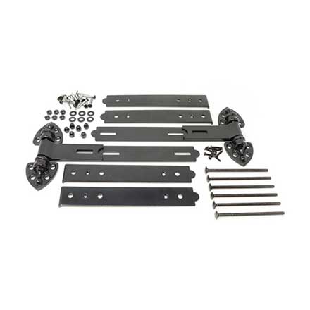 Snug Cottage [8292-12PSS] Stainless Steel PVC/Vinyl Gate Strap Hinge Set - Old Fashioned - Black Finish - 12" L - Pair