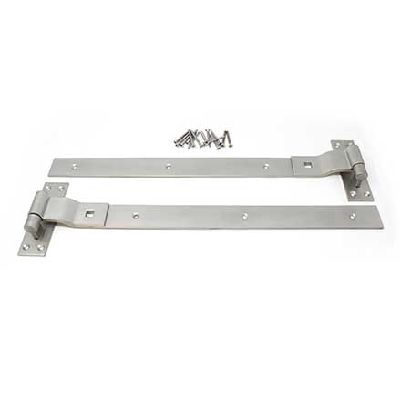 Snug Cottage [6295-24316] Stainless Steel Gate Strap Hinge Set - Contemporary Cranked - Natural Satin Finish - 24&quot; L - Pair