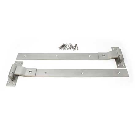 Snug Cottage [6295-24316] Stainless Steel Gate Strap Hinge Set - Contemporary Cranked - Natural Satin Finish - 24" L - Pair