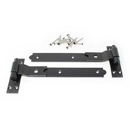Snug Cottage [8295-12SP] Forged Steel Gate Strap Hinge Set - Cranked Band w/ Pin - Black Finish - 12" L - Pair