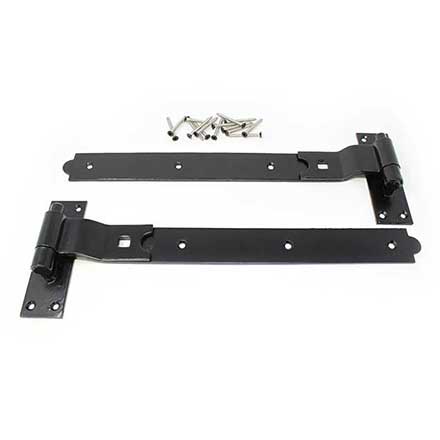 Snug Cottage [8295-18SP] Forged Steel Gate Strap Hinge Set - Cranked Band w/ Pin - Black Finish - 18" L - Pair
