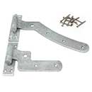 Snug Cottage [8295-12LD2] Forged Steel Gate Strap Hinge Set - Curved Cranked Band w/ Pin - Left Mount - Curved Down - Hot Dipped Galvanized Finish - 12" L - Pair