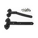 Snug Cottage [8292-12LP] Forged Steel Gate Strap Hinge Set - Old Fashioned Curved - Left Hand - Black Finish - 12" L - Pair