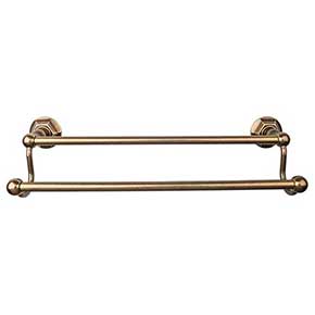 Top Knobs [ED7GBZB] Die Cast Zinc Double Towel Bar - Edwardian Hex Series - German Bronze Finish - 18" C/C - 20 1/2" L