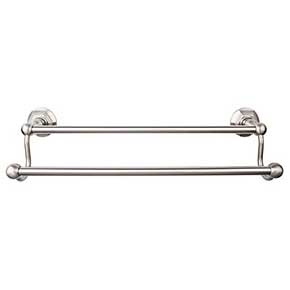 Top Knobs [ED9BSNB] Die Cast Zinc Double Towel Bar - Edwardian Hex Series - Brushed Satin Nickel Finish - 24" C/C - 26 1/2" L