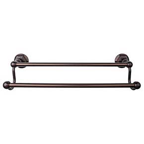 Top Knobs [ED9ORBB] Die Cast Zinc Double Towel Bar - Edwardian Hex Series - Oil Rubbed Bronze Finish - 24" C/C - 26 1/2" L
