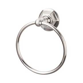 Top Knobs [ED5BSNB] Die Cast Zinc Single Towel Ring - Edwardian Hex Series - Brushed Satin Nickel Finish