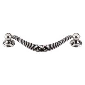 Top Knobs [M932] Die Cast Zinc Cabinet Drop Pull - Ribbon & Reed Series - Oversized - Pewter Antique Finish - 5 1/16" C/C - 6 1/16" L