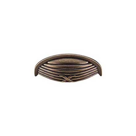 Top Knobs [M939] Die Cast Zinc Cabinet Cup Pull - Ribbon &amp; Reed Series - German Bronze Finish - 3&quot; C/C - 4 1/8&quot; L
