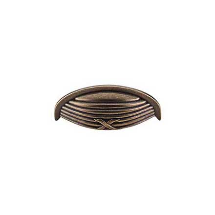 Top Knobs [M939] Die Cast Zinc Cabinet Cup Pull - Ribbon &amp; Reed Series - German Bronze Finish - 3&quot; C/C - 4 1/8&quot; L