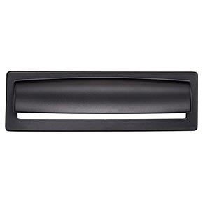 Top Knobs [TK938BLK] Die Cast Zinc Cabinet Cup Pull - Hollin Series - Flat Black Finish - 5 1/16" C/C - 6 1/8" L