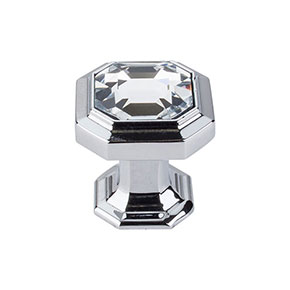 Top Knobs [TK390PC] Crystal Cabinet Knob - Emerald Series - Clear - Polished Chrome Stem - 1 1/8" Dia.