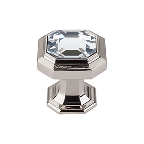 Top Knobs [TK390PN] Crystal Cabinet Knob - Emerald Series - Clear - Polished Nickel Stem - 1 1/8" Dia.