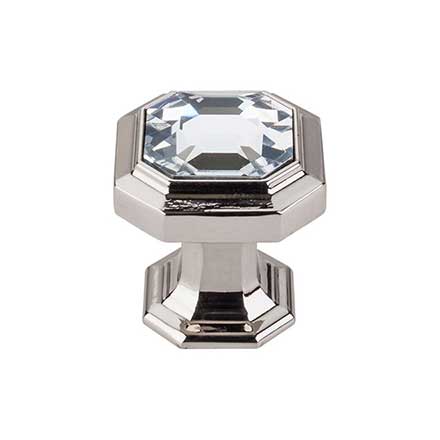 Top Knobs [TK390PN] Crystal Cabinet Knob - Emerald Series - Clear - Polished Nickel Stem - 1 1/8&quot; Dia.