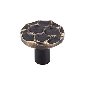 Top Knobs [TK296BA] Solid Brass Cabinet Knob - Cobblestone Series - Brass Antique Finish - 1 3/8" Dia.