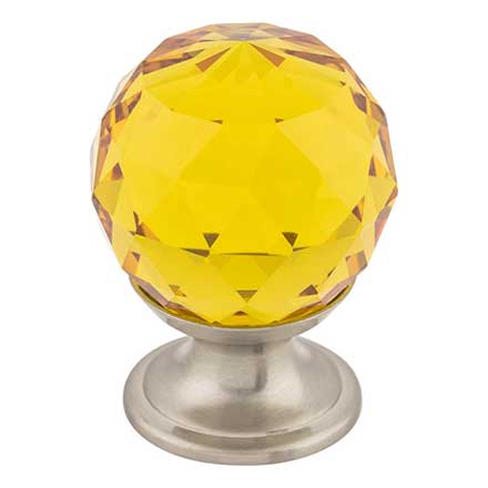 Top Knobs [TK111BSN] Crystal Cabinet Knob - Faceted Globe - Amber - Brushed Satin Nickel Stem - 1 1/8&quot; Dia.