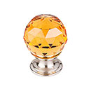 Top Knobs [TK111BSN] Crystal Cabinet Knob - Faceted Globe - Amber - Brushed Satin Nickel Stem - 1 1/8" Dia.
